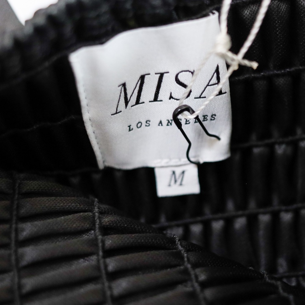 MISA Los Angeles Kasta Pants Joggers Tube Top Set Women M Black Faux Leather NWT - Picture 9 of 15